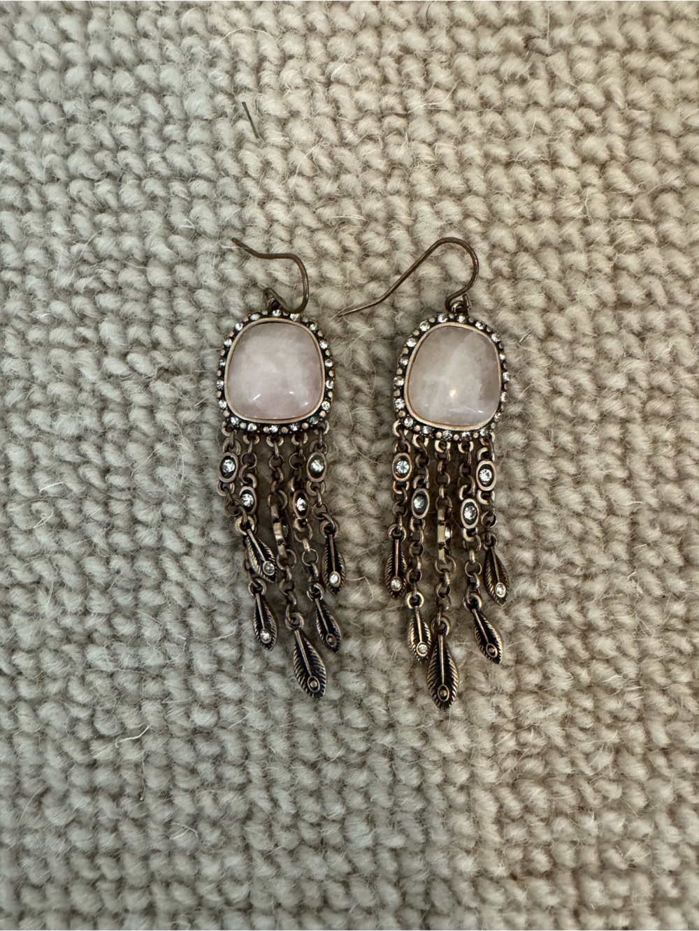 Delicate Pink Stone Dangle Earrings - Vintage-Inspired Women’s Jewelry